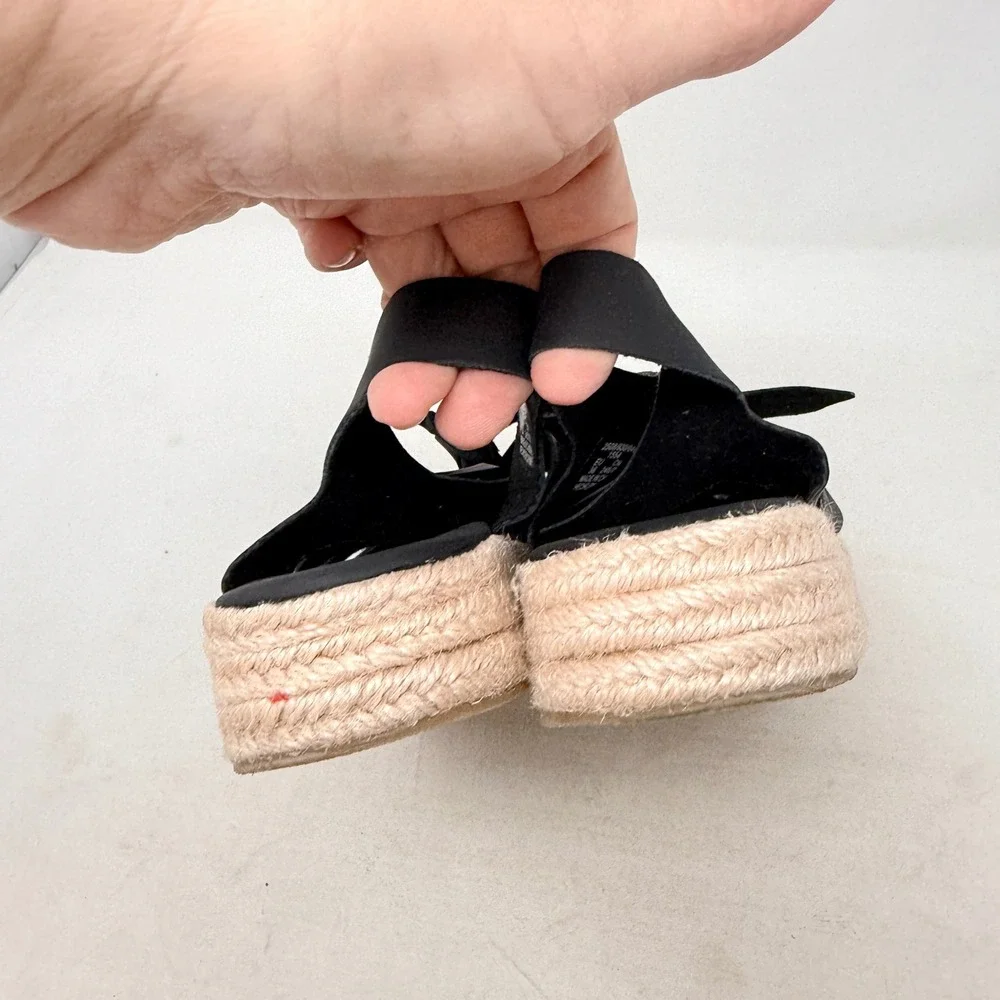 Zara Espadrille Fisherman Sandals Black 38 Platform Flatform Strappy Boho Summer